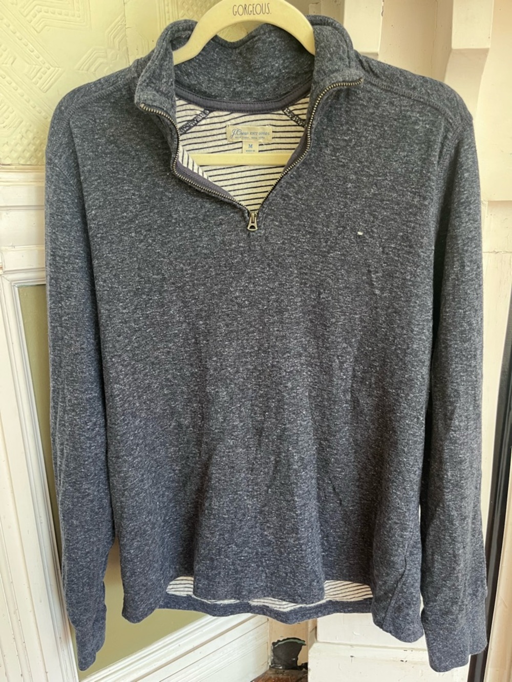 J. Crew Navy Heather Quarter-Zip Pullover